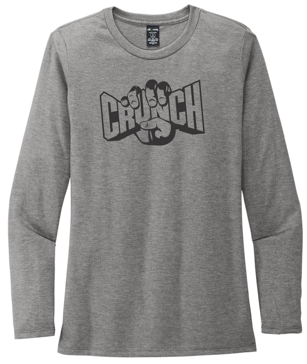 Women's Long Sleeve Gray T-Shirt with Crunch Logo